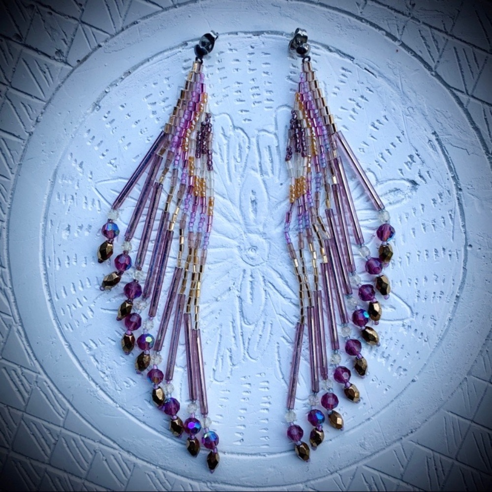 Vintage Chipita Lilac Aurora Crystal earrings